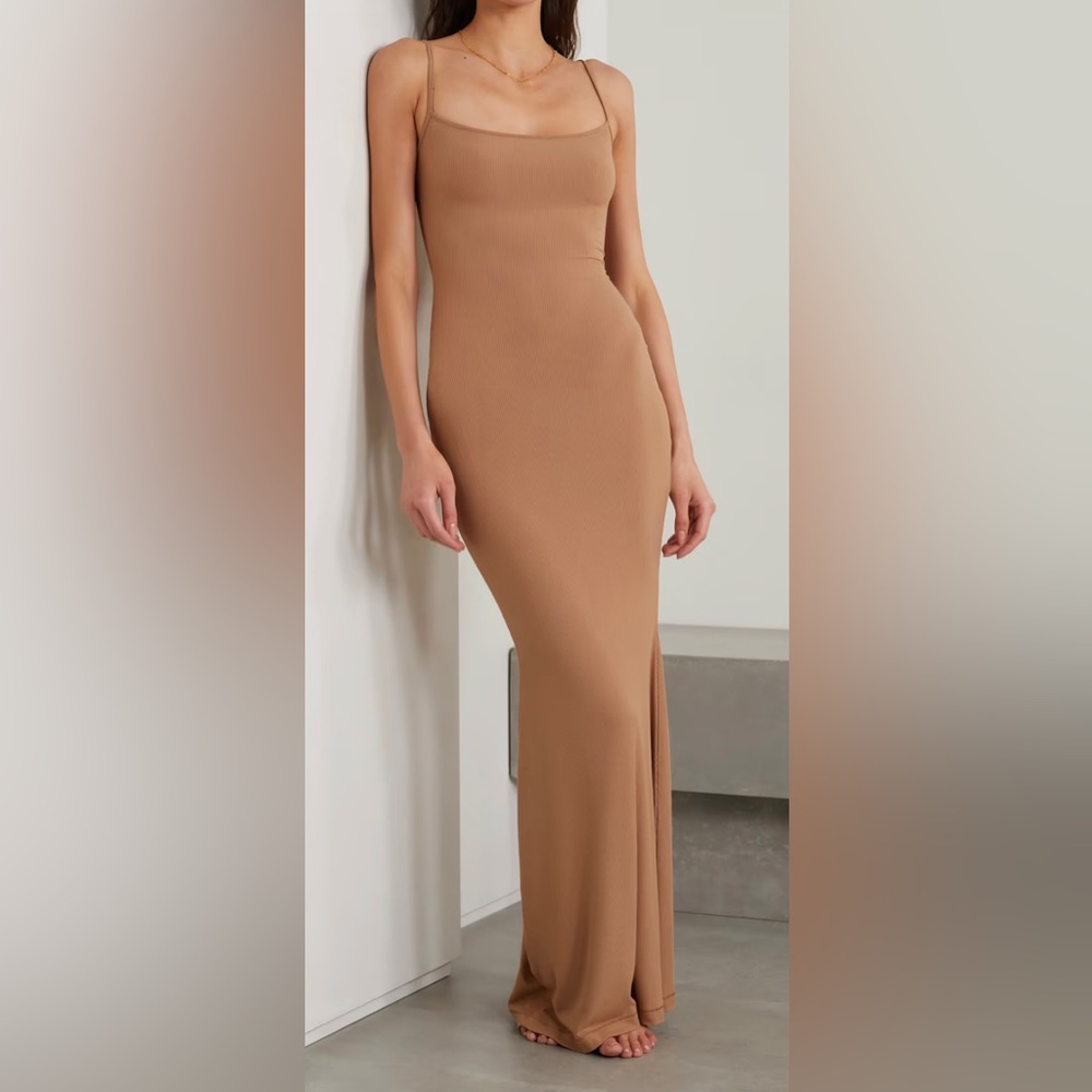 Skims Lounge Slip Dress - Camel